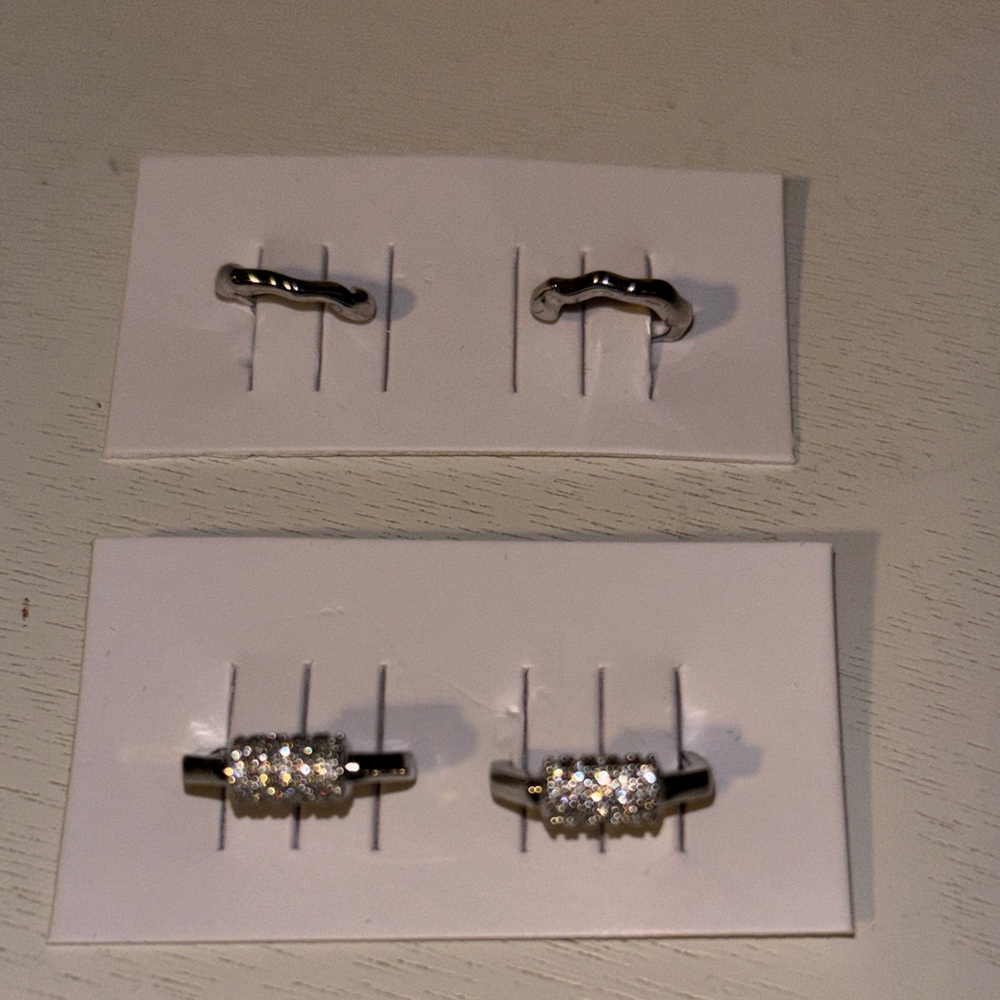 TWO Pair of Ear Cuffs - 18k White Gold Plated